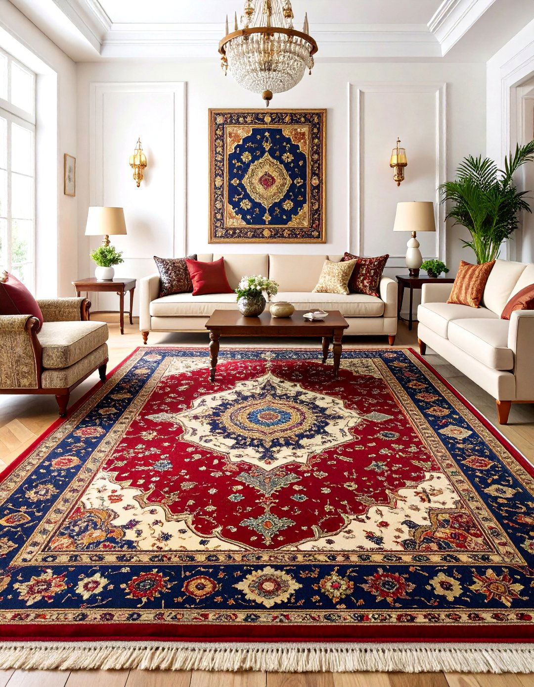 Living Room Carpet with Vintage Persian Inspired Motifs - 20 Living Room Carpet Ideas