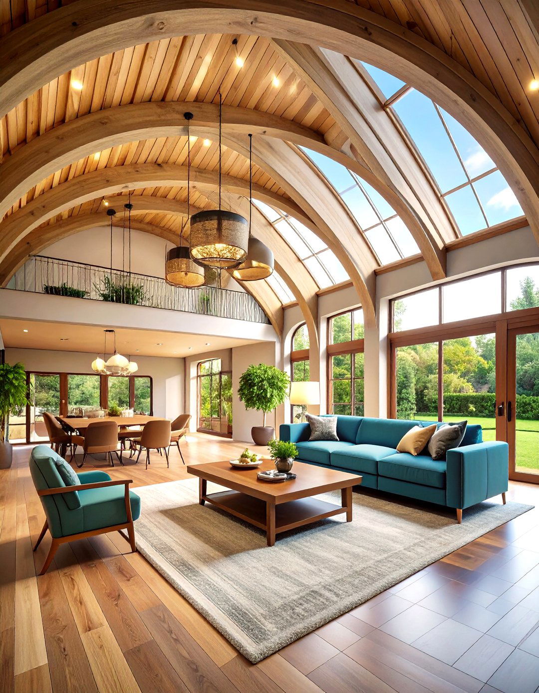 Living Room Ceiling with Barrel Vault Curved Construction - 20 Living Room Ceiling Ideas