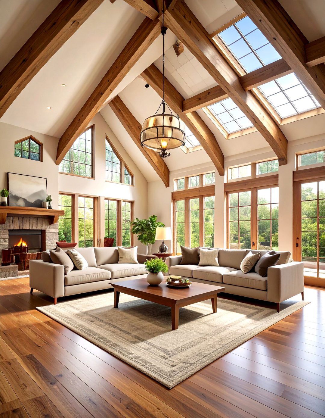 Living Room Ceiling with Cathedral Vaulted Architecture - 20 Living Room Ceiling Ideas