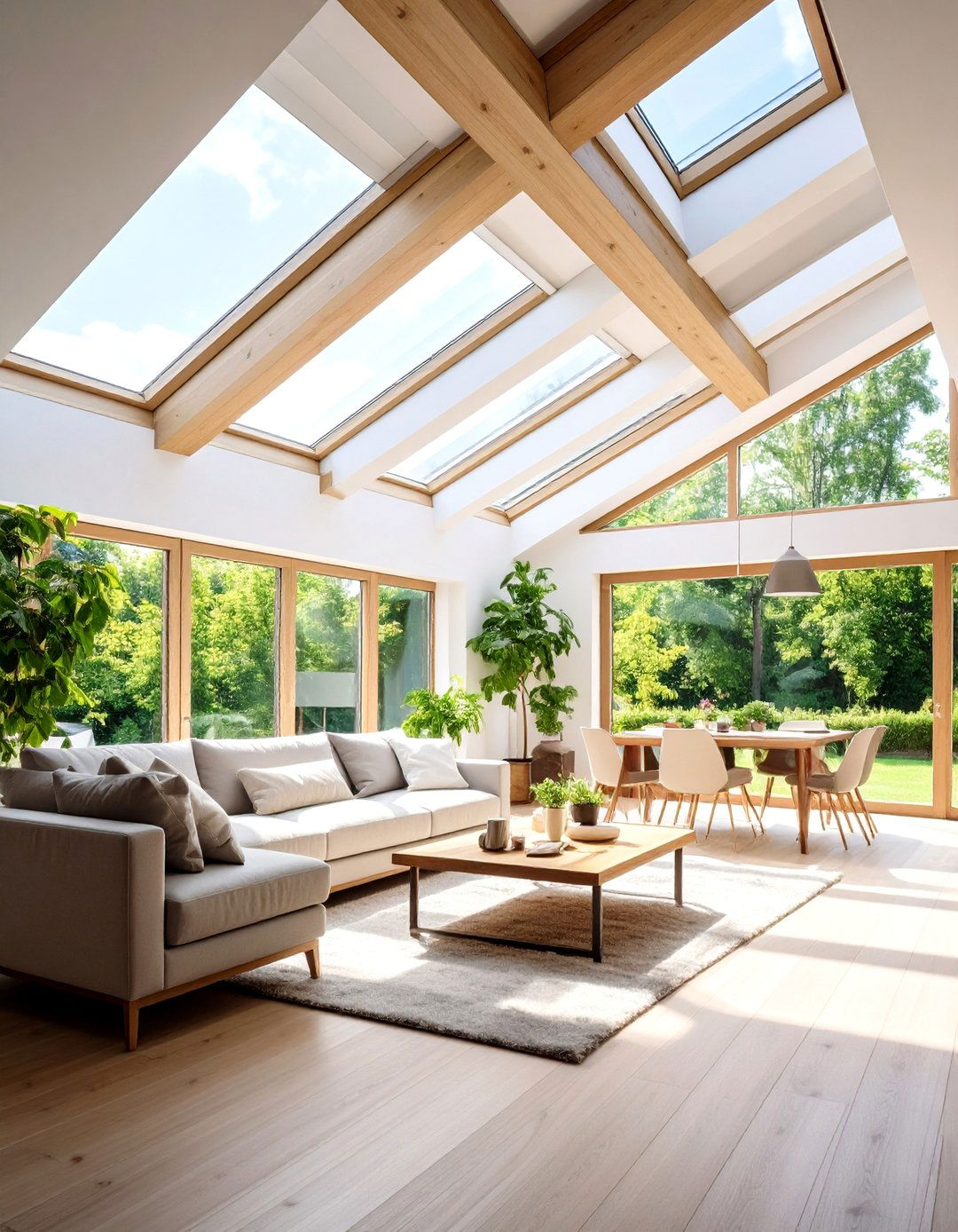 Living Room Ceiling with Skylight Integration Design - 20 Living Room Ceiling Ideas