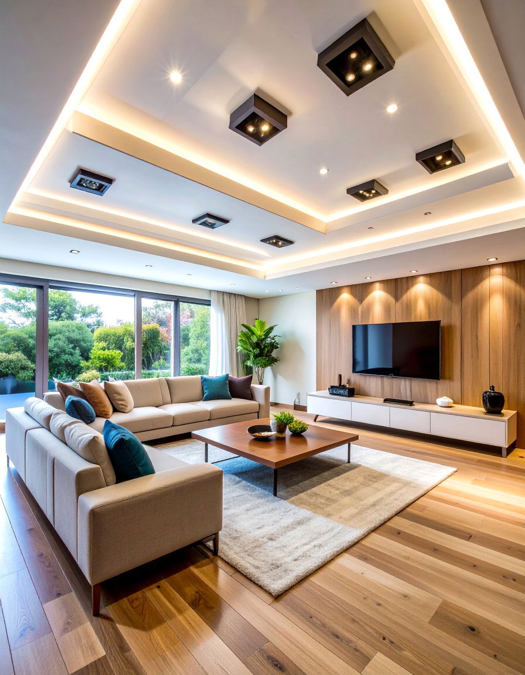 Living Room Ceiling with Smart Technology Integration - 20 Living Room Ceiling Ideas