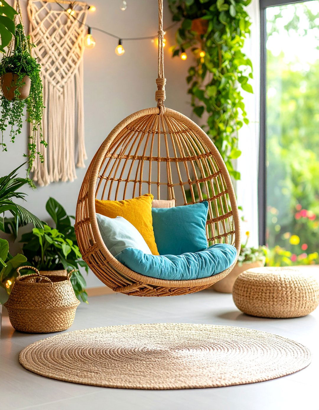 Living Room Corner Bohemian Hanging Chair Retreat - 20 Living Room Corner Ideas