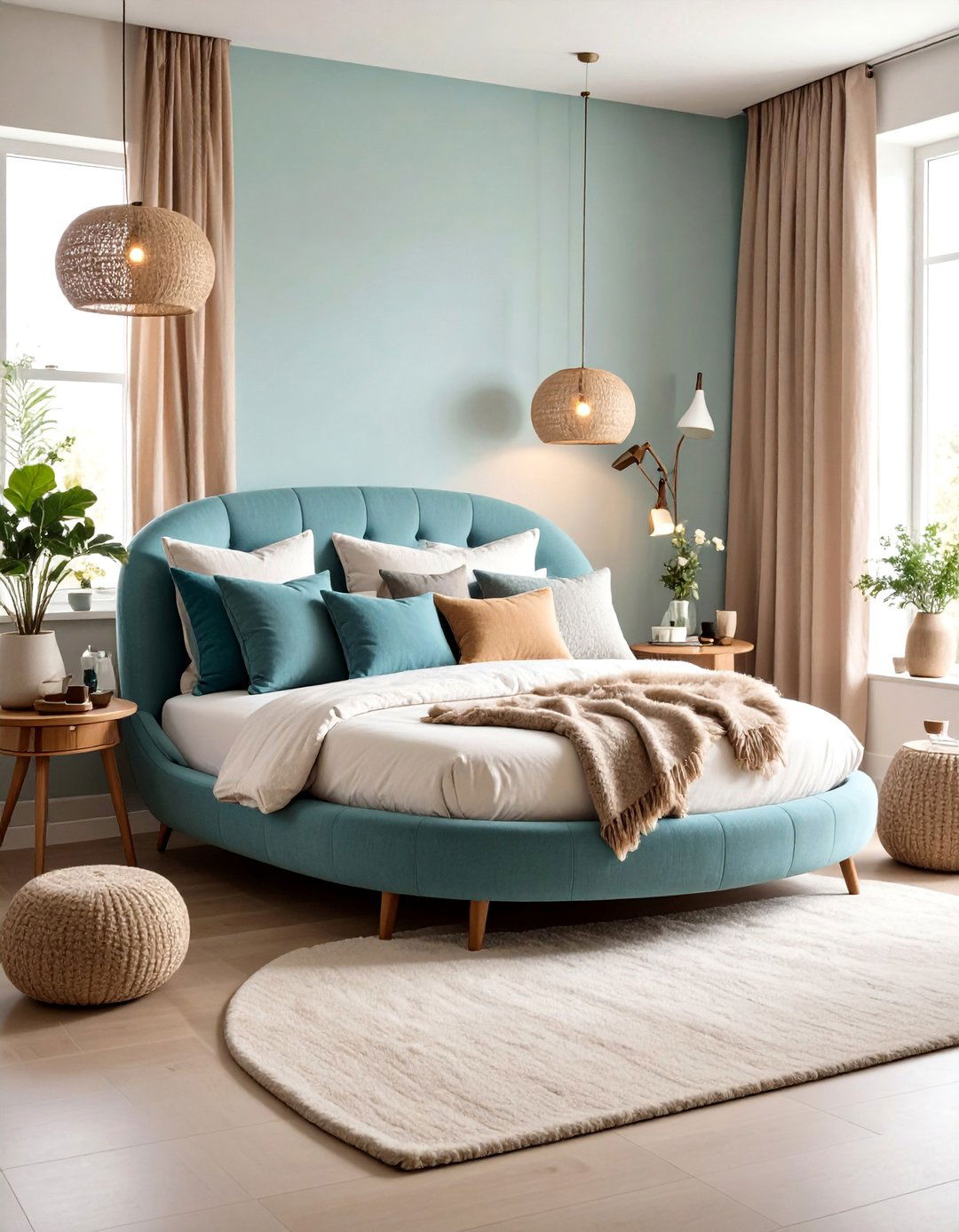 Living Room Corner Curved Daybed with Textile Layers - 20 Living Room Corner Ideas