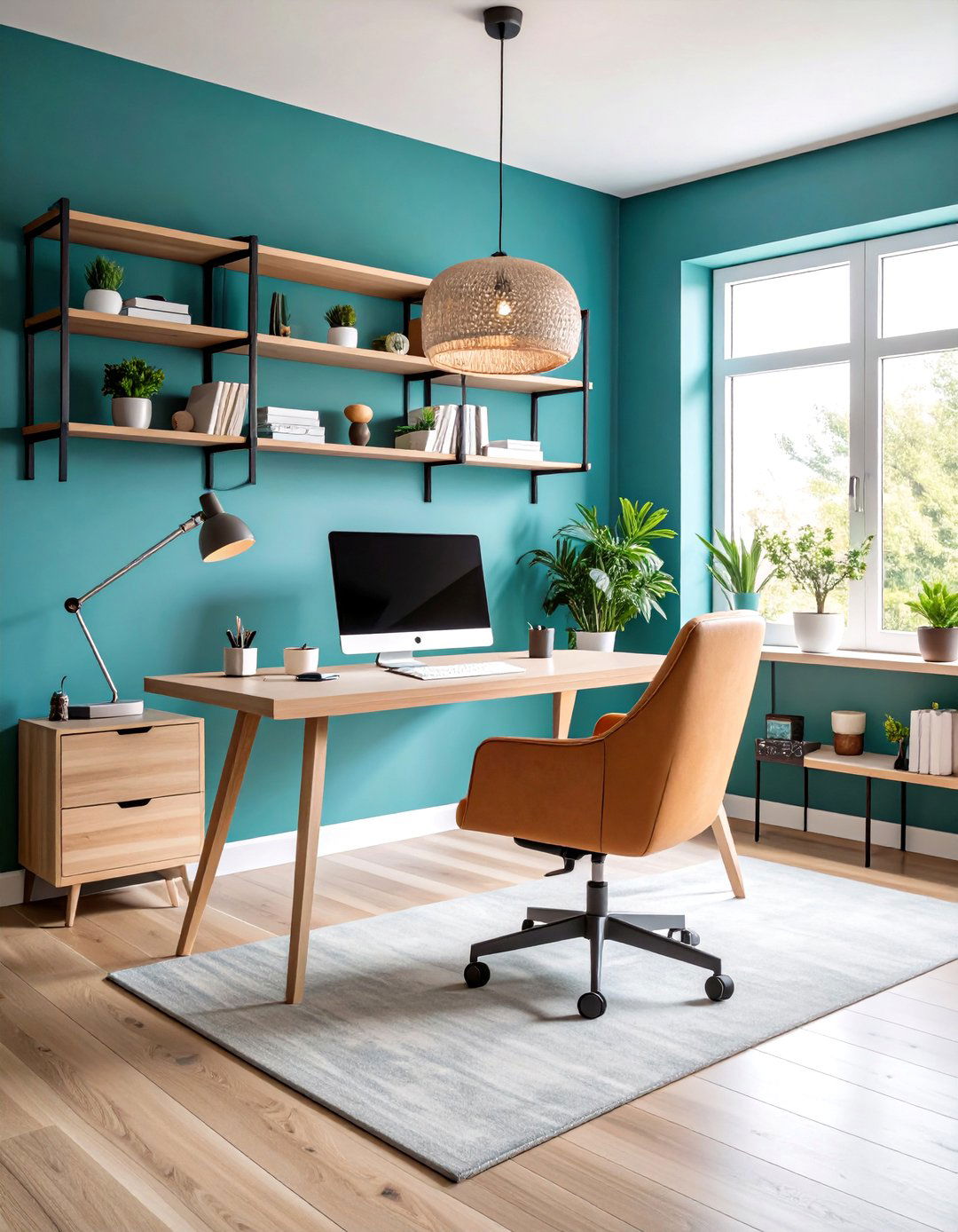 Living Room Corner Minimalist Home Office with Smart Storage - 20 Living Room Corner Ideas