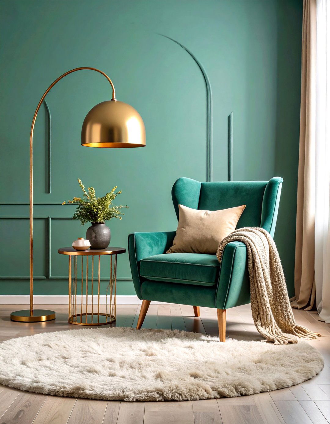 Living Room Corner Statement Floor Lamp with Reading Chair - 20 Living Room Corner Ideas