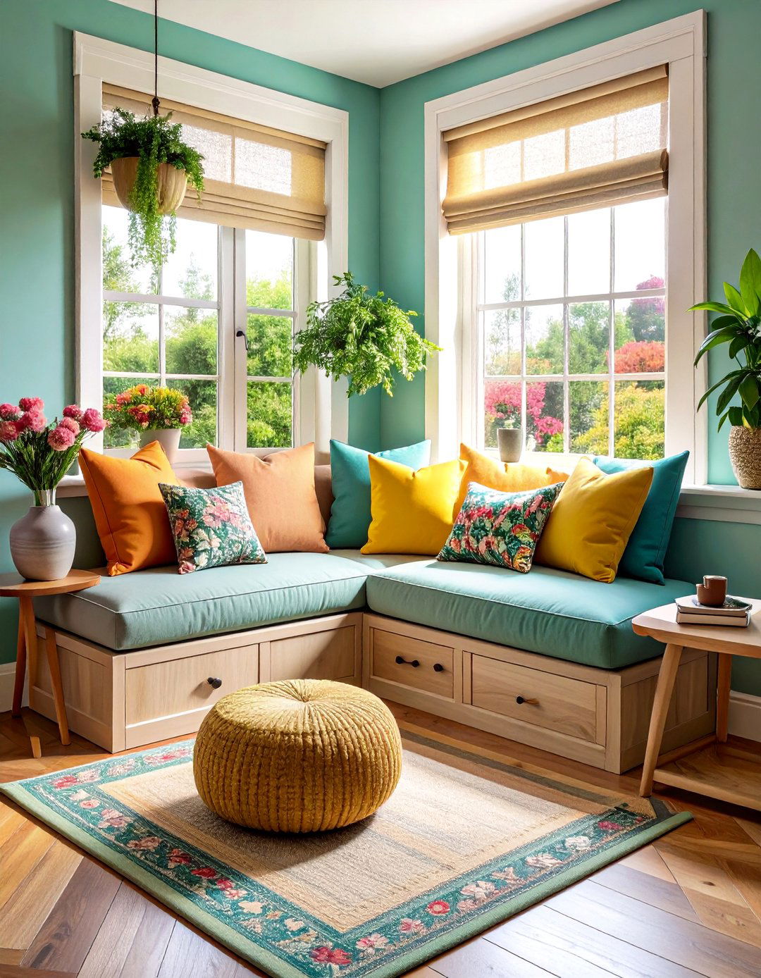 Living Room Corner Window Seat with Hidden Storage - 20 Living Room Corner Ideas