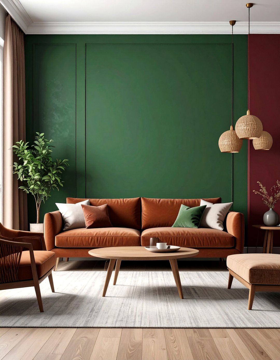 Living Room Earthy Solid Color Accent Wall - 20 Living Room Accent Wall Ideas