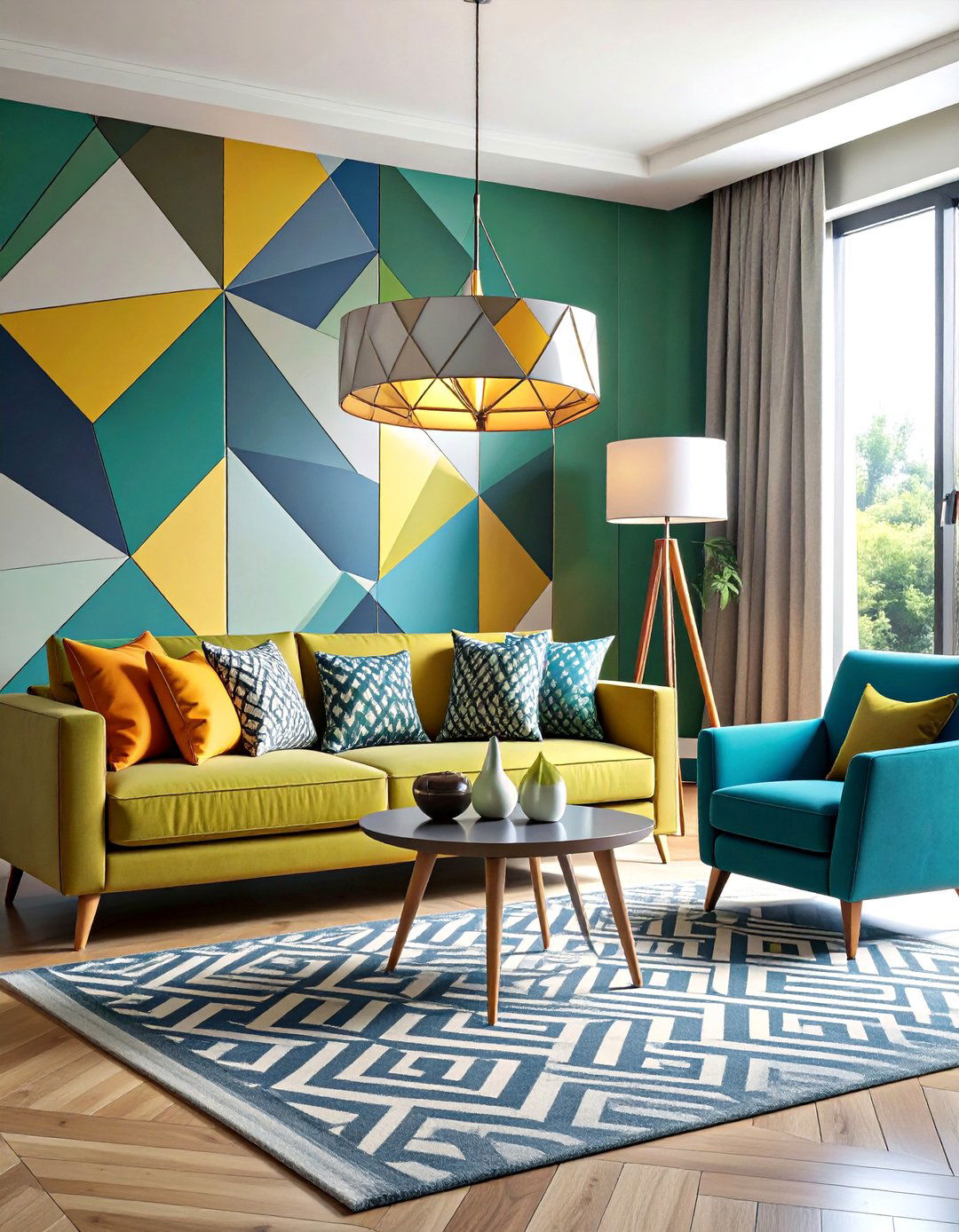 Living Room Floor Lamp with Geometric Pattern Elements - 20 Living Room Floor Lamp Ideas and Inspiration