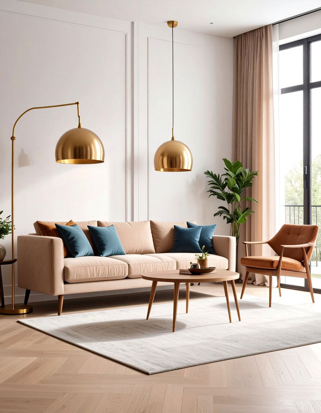 Living Room Floor Lamp with Industrial Brass Finish - 20 Living Room Floor Lamp Ideas and Inspiration
