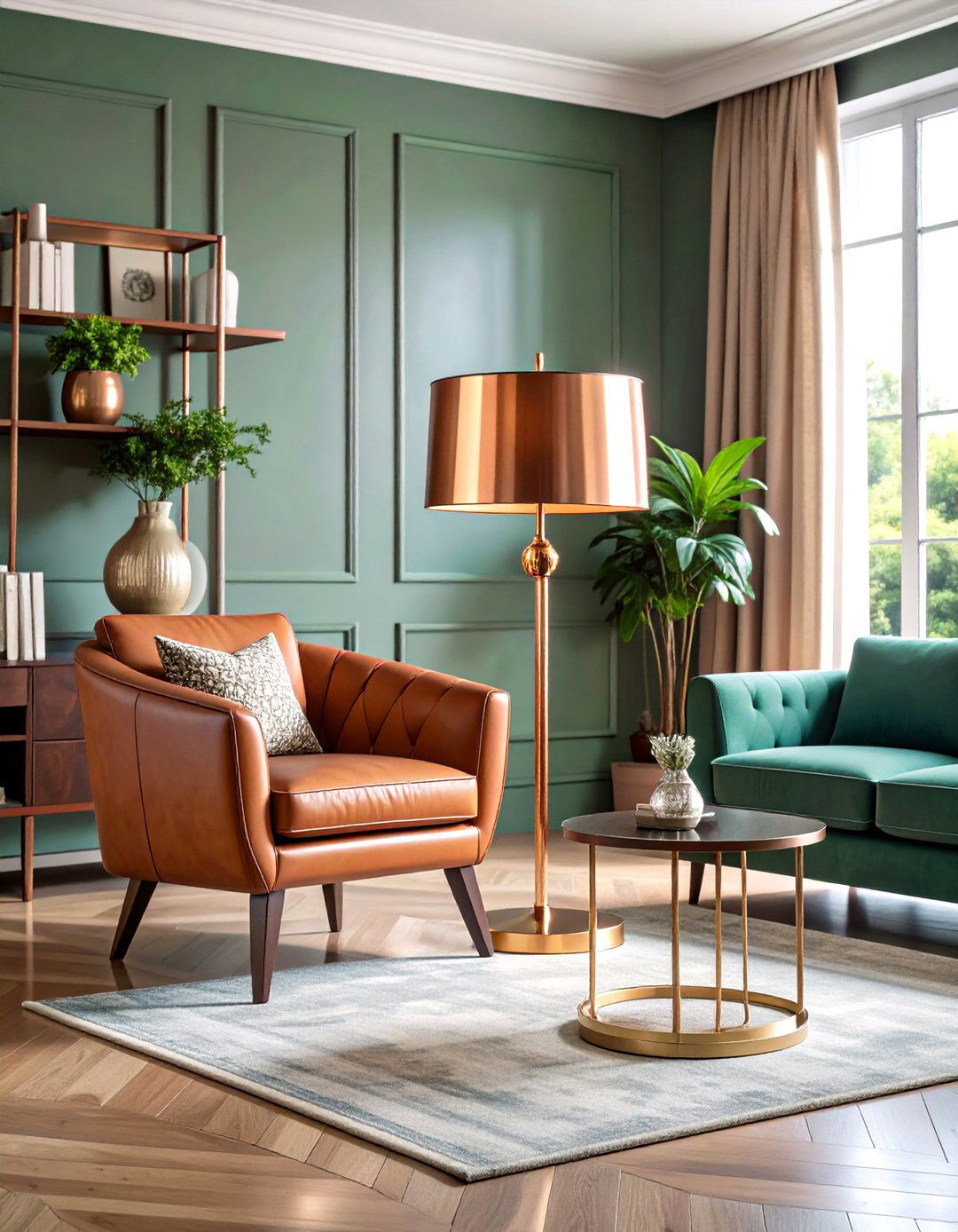 Living Room Floor Lamp with Warm Copper Finish - 20 Living Room Floor Lamp Ideas and Inspiration