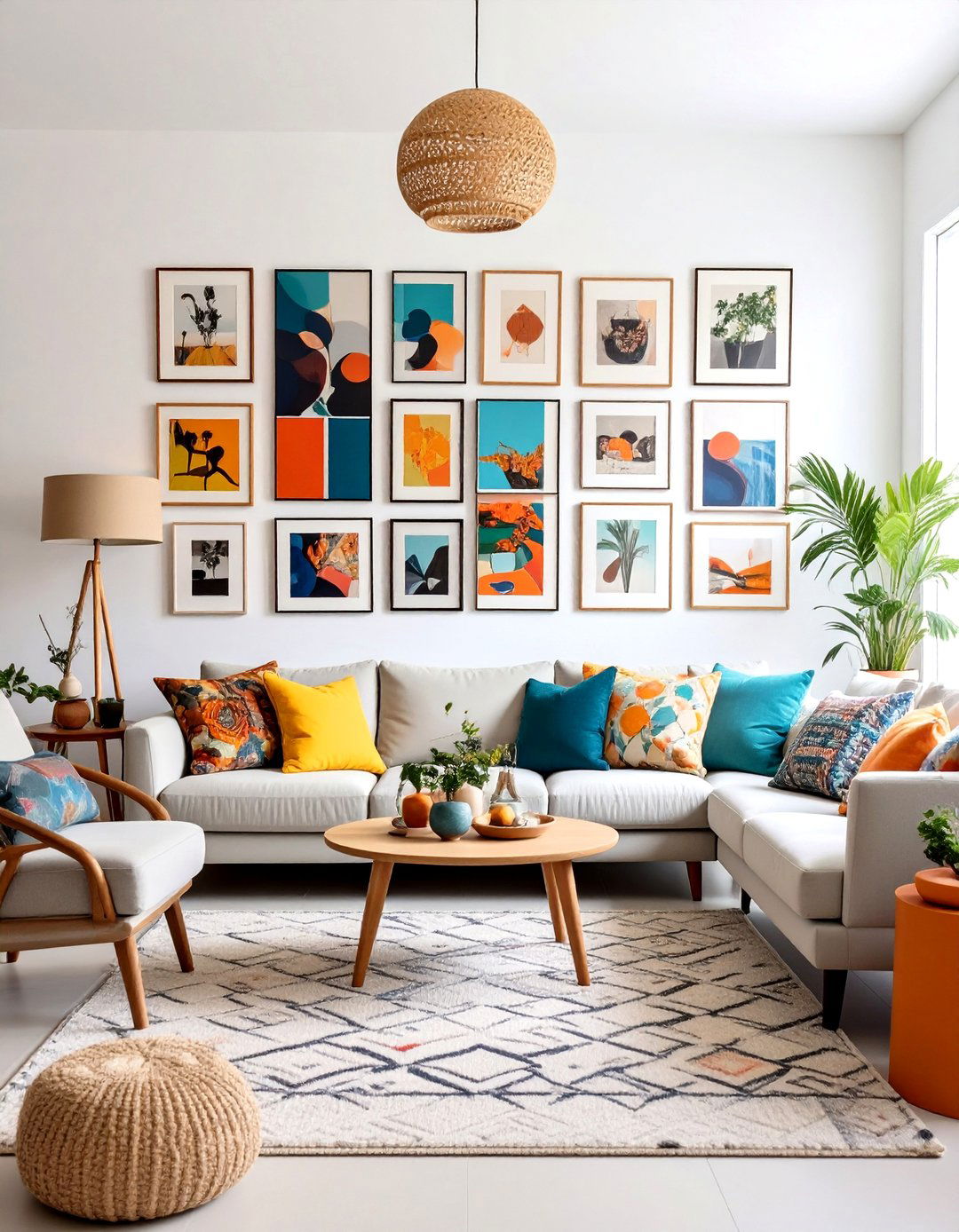 Living Room Gallery Wall Accent Display - 20 Living Room Accent Wall Ideas