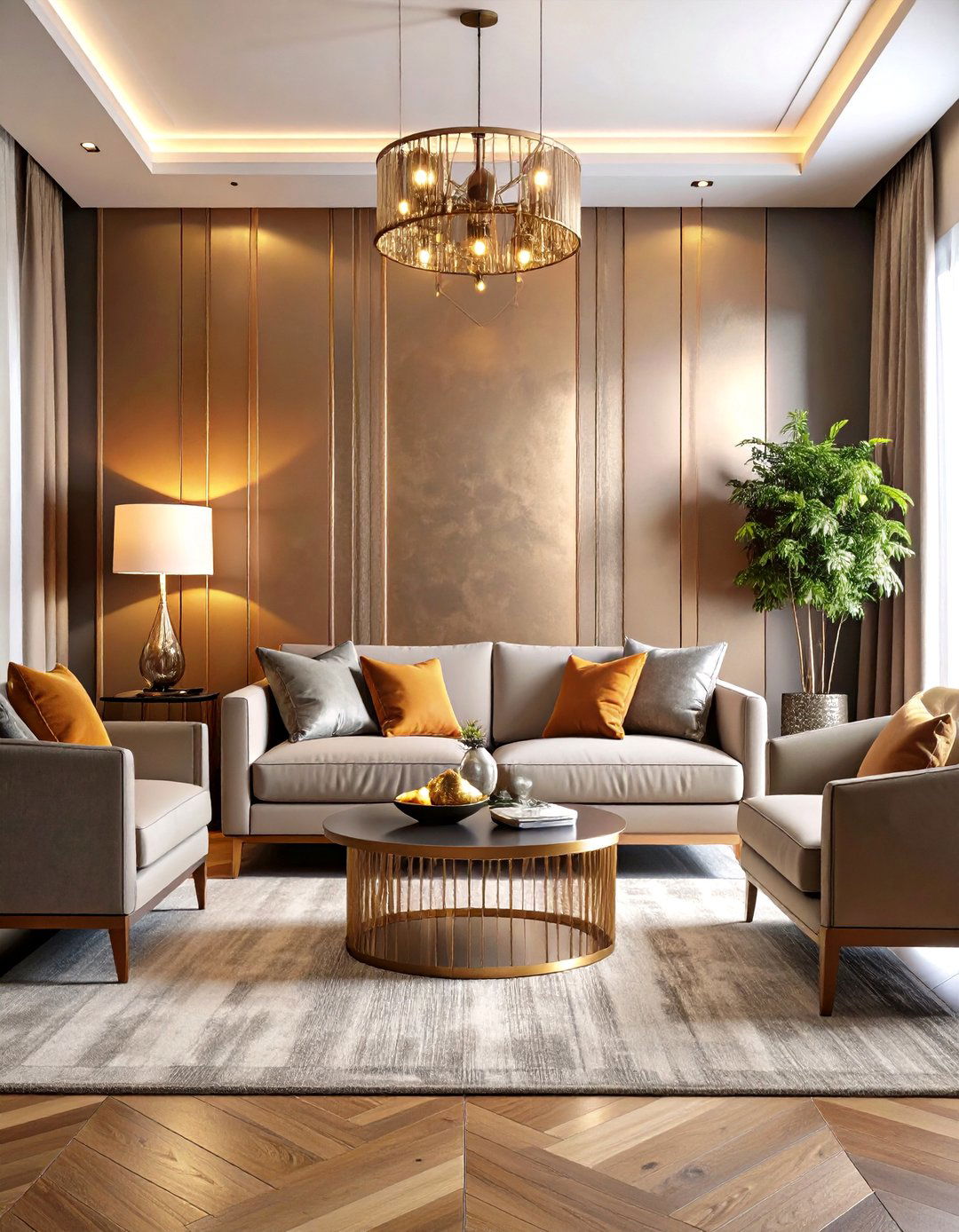 Living Room Metallic Accent Wall - 20 Living Room Accent Wall Ideas
