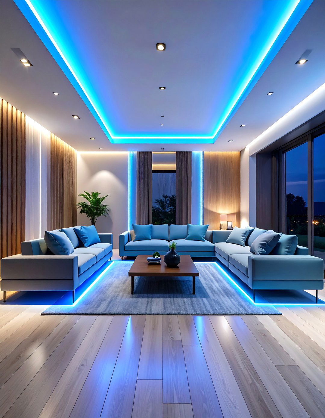 Living Room Minimalist Linear LED Integration - 20 Living Room Lighting Ideas