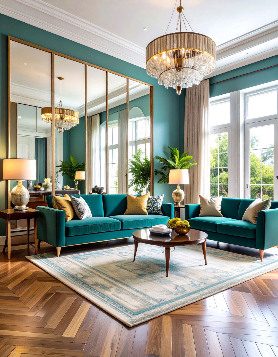 Living Room Mirror Accent Wall Dramatic Impact - 20 Living Room Mirror Ideas