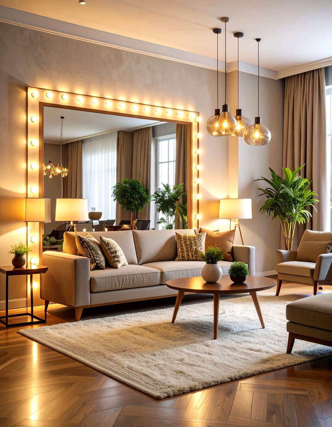 Living Room Mirror Lighting Integration - 20 Living Room Mirror Ideas