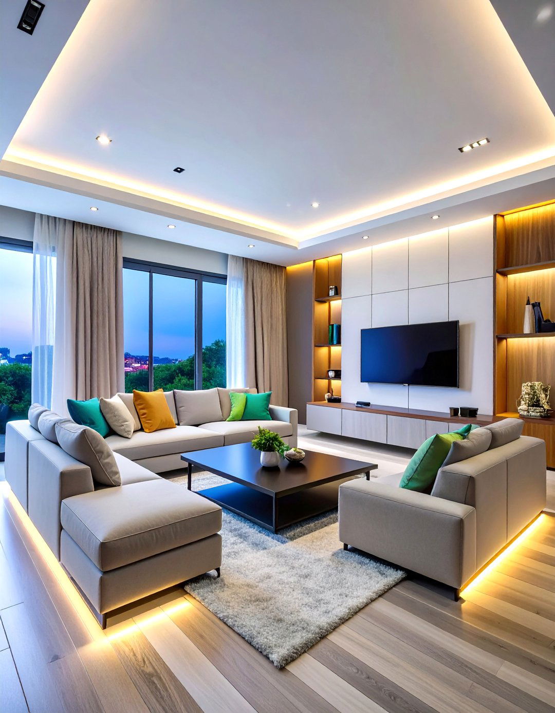 Living Room Smart LED Strip Accent Lighting - 20 Living Room Lighting Ideas
