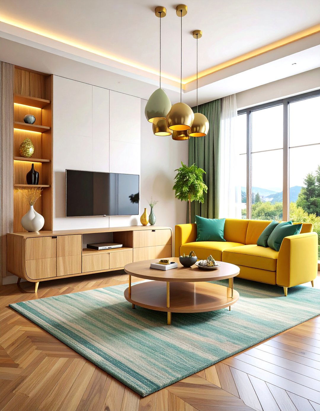 Living Room Storage Entertainment Center with Curved Design Elements - 20 Living Room Storage Ideas