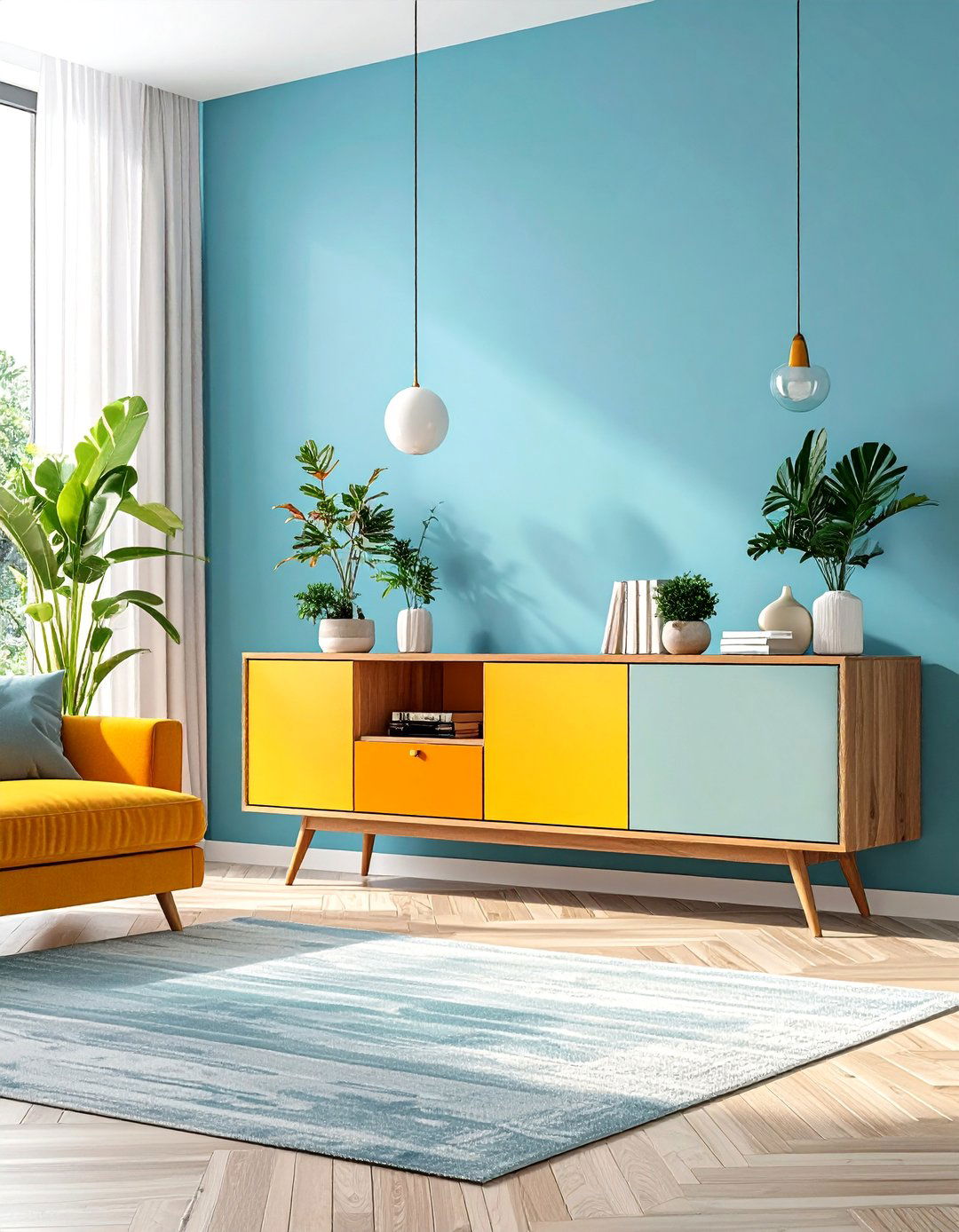 Living Room Storage Floating Credenza with Cord Management - 20 Living Room Storage Ideas