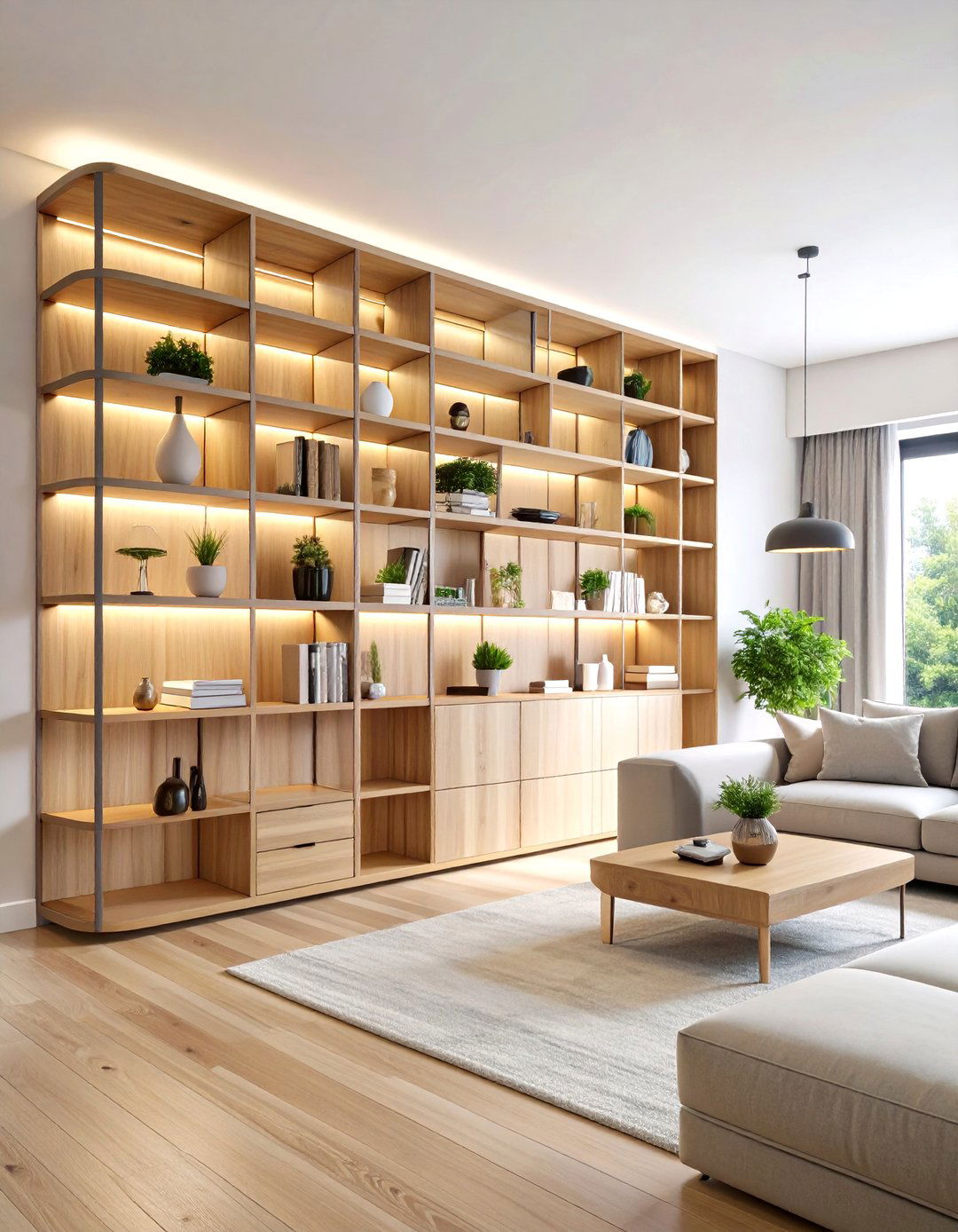 Living Room Storage Wall with Modular Built In Shelving - 20 Living Room Storage Ideas