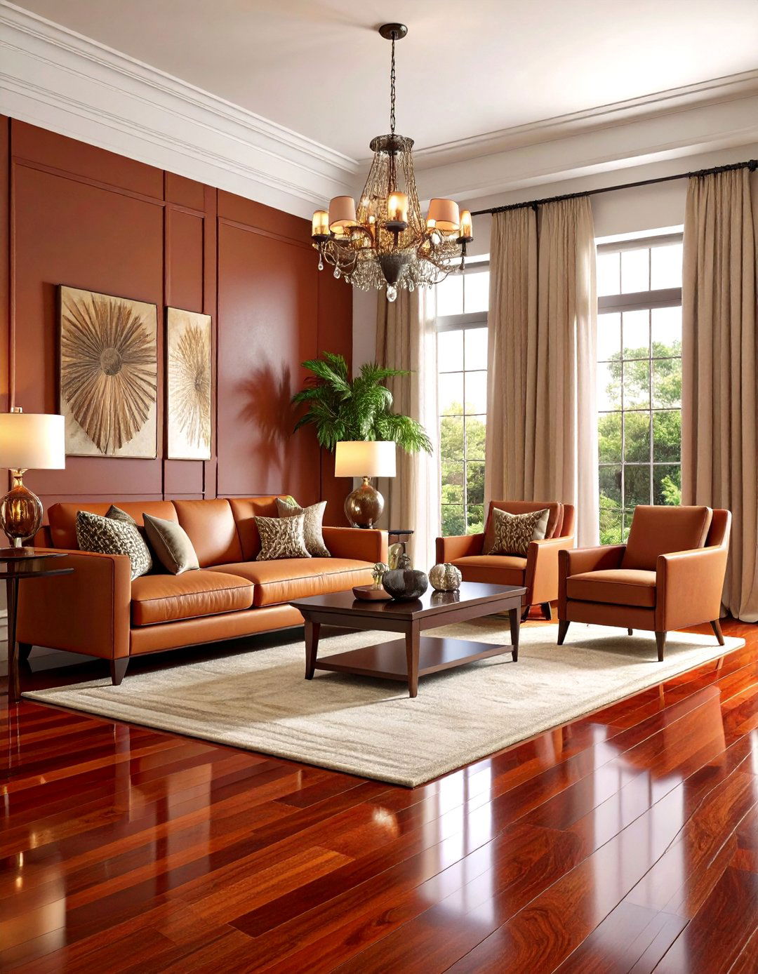 Living Room Wood Floor Brazilian Cherry Exotic Richness Design - 20 Living Room Wood Floor Ideas