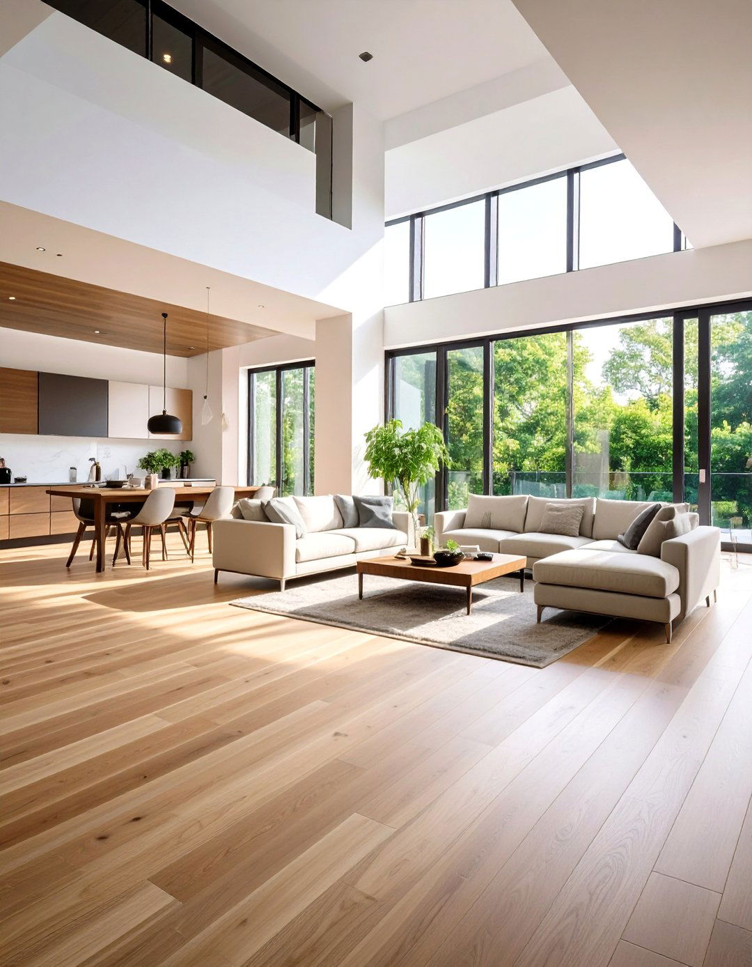 Living Room Wood Floor Diagonal Plank Dynamic Movement Design - 20 Living Room Wood Floor Ideas