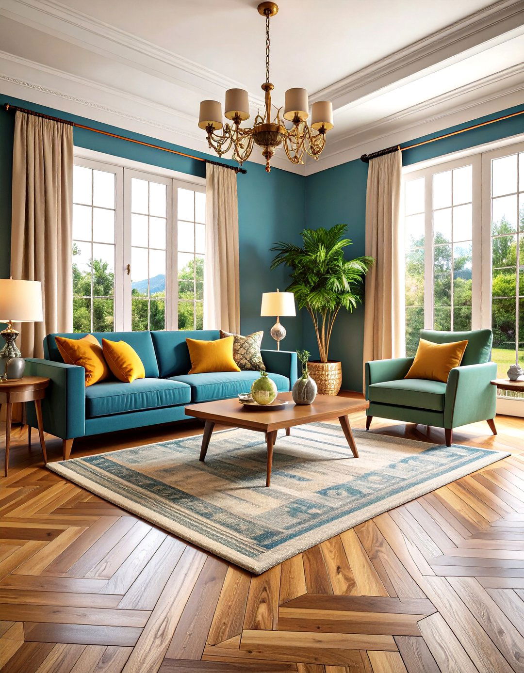 Living Room Wood Floor Herringbone Pattern Classic Elegance Design - 20 Living Room Wood Floor Ideas