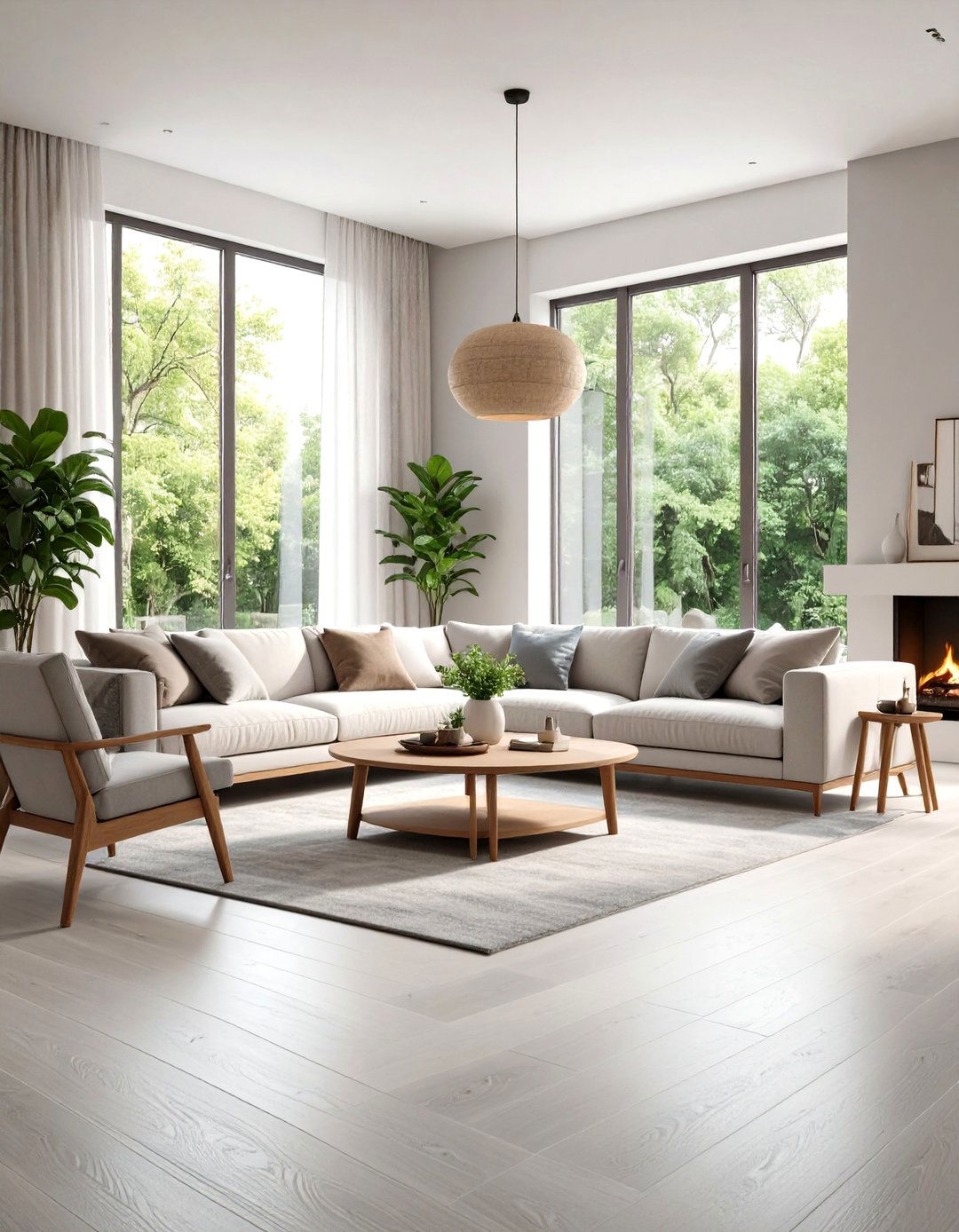 Living Room Wood Floor Light Ash Scandinavian Minimalist Design - 20 Living Room Wood Floor Ideas