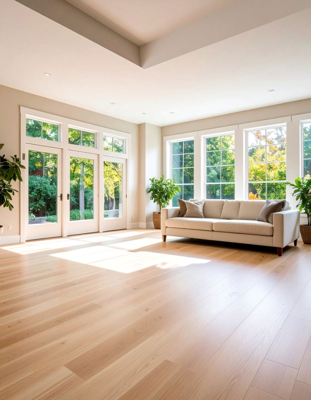 Living Room Wood Floor Maple Natural Blonde Brightness Design - 20 Living Room Wood Floor Ideas