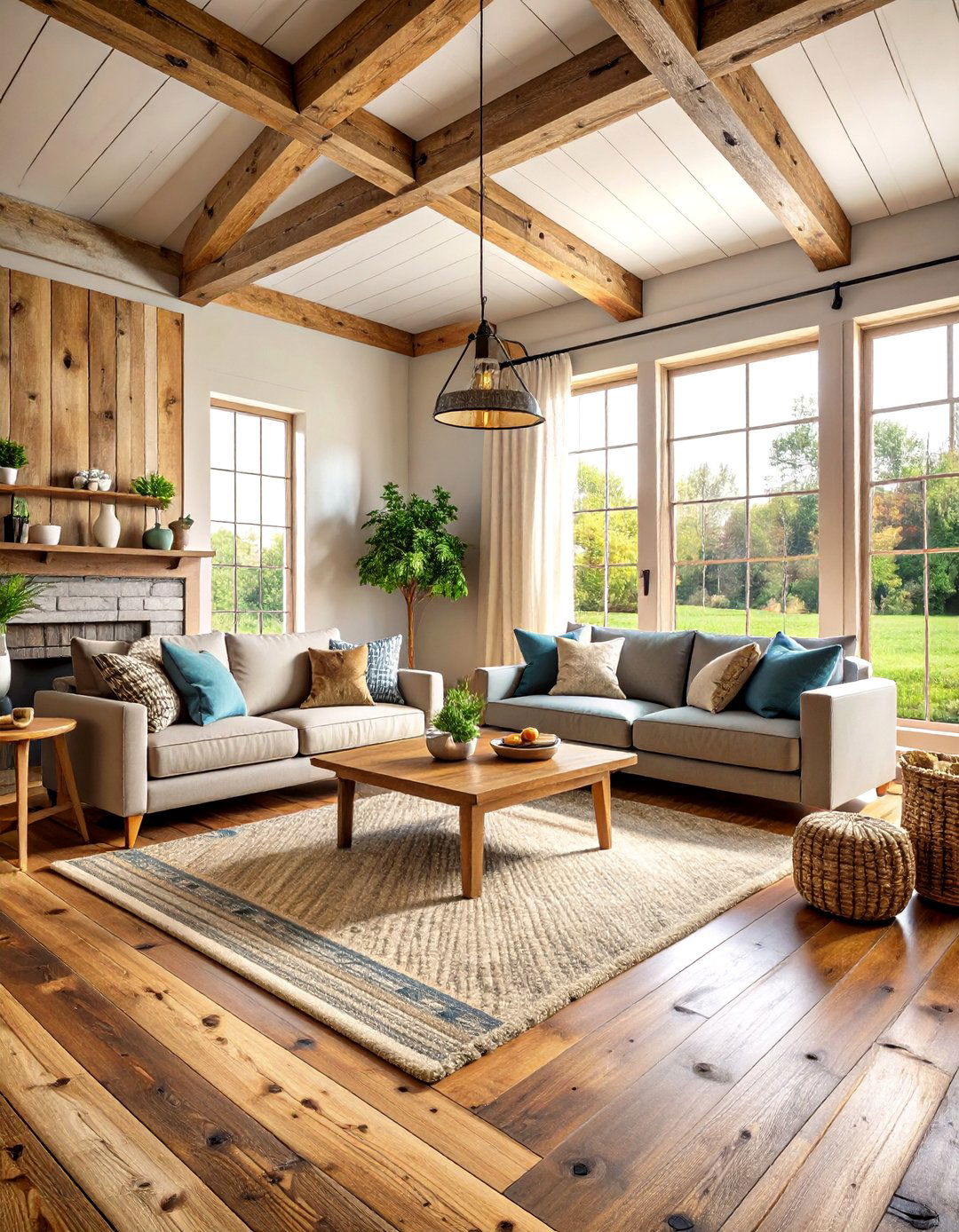 Living Room Wood Floor Reclaimed Barn Wood Rustic Charm Design - 20 Living Room Wood Floor Ideas