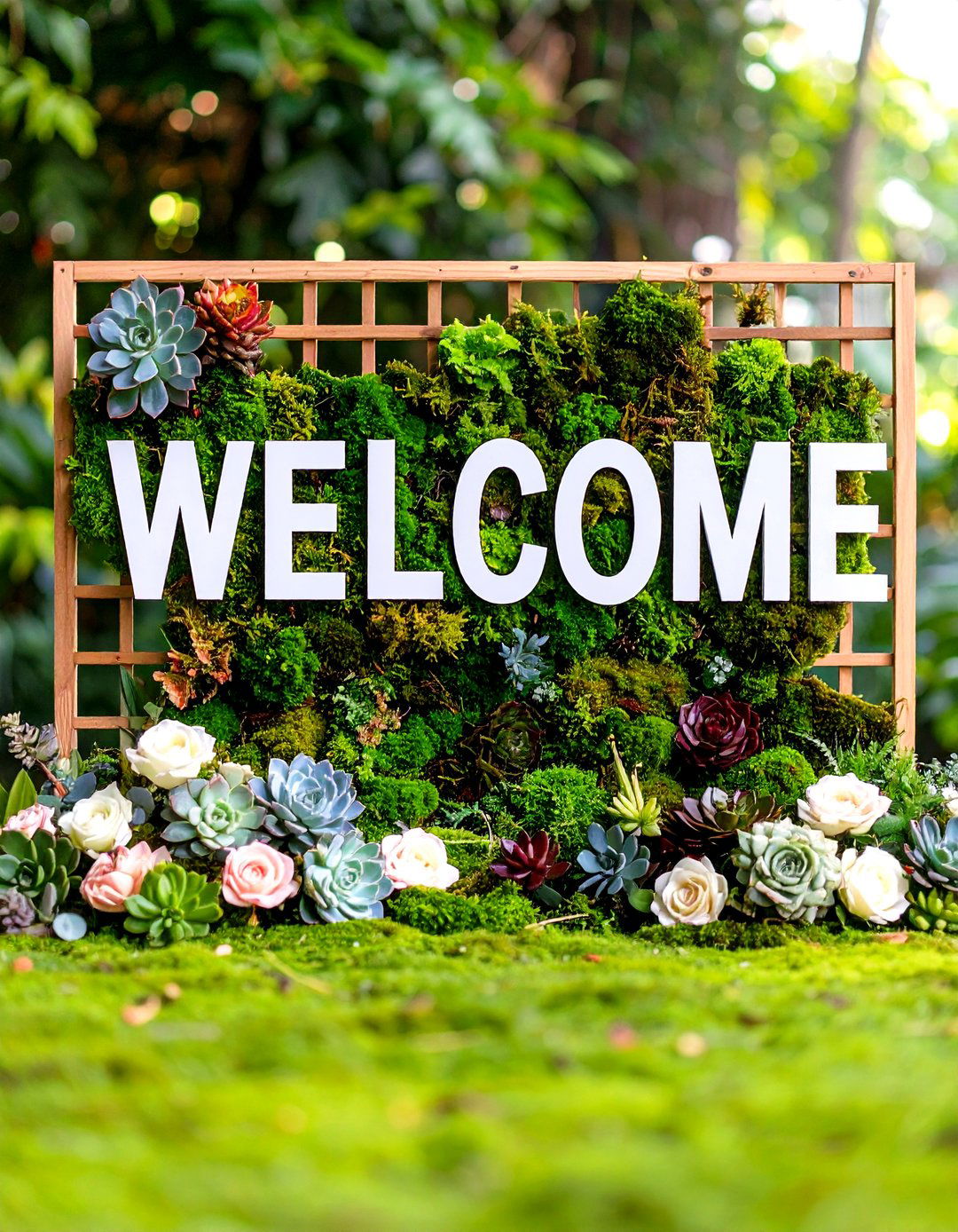 Living Wall Wedding Welcome Sign with Integrated Moss Lettering - 20 Wedding Welcome Sign Ideas