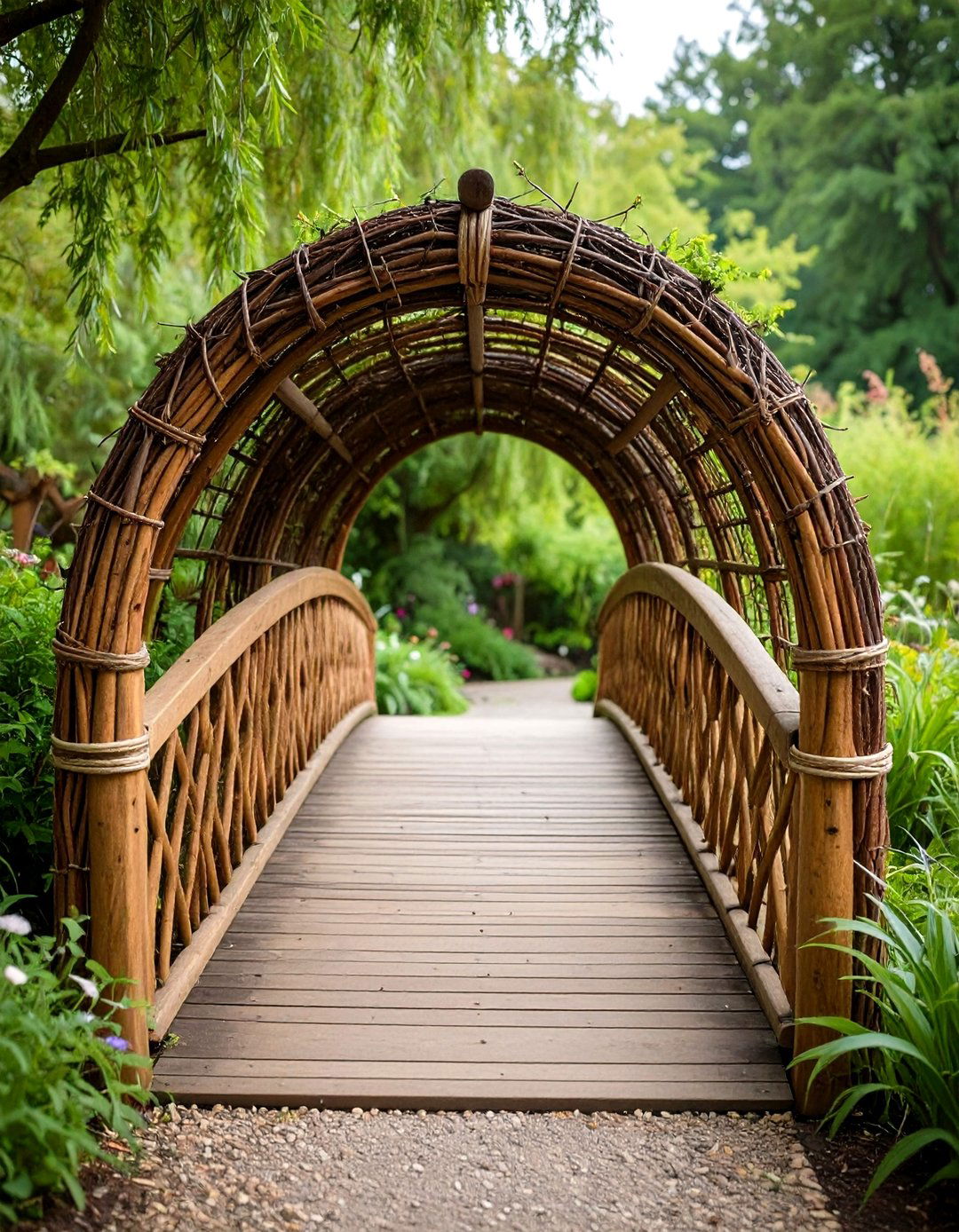 Living Willow Arch Garden Bridge - 20 Garden Bridge Ideas