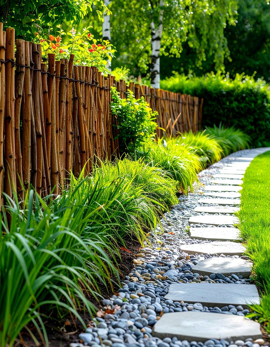 Living Willow Garden Edging with Natural Growth - 20 Modern Garden Edging Ideas