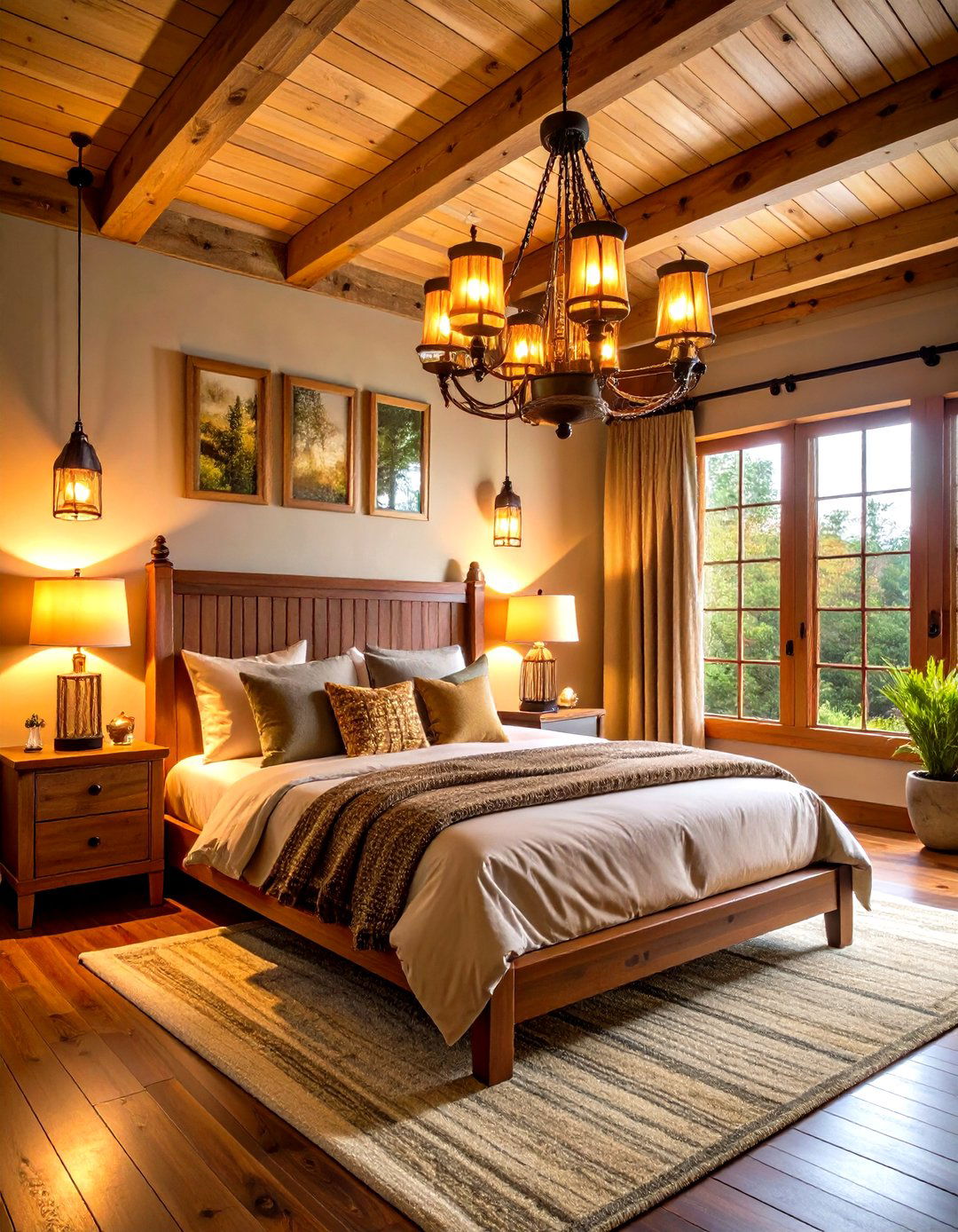 Lodge Style Hunting Bedroom Lighting - 20 Hunting Bedroom Ideas