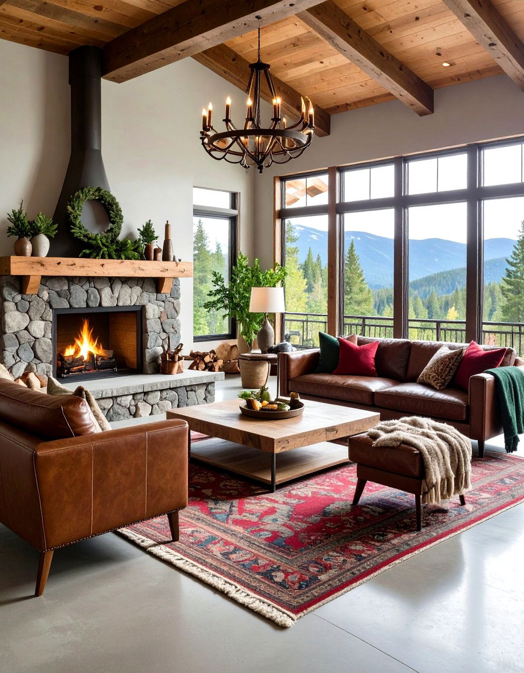Lodge Style Rustic Concrete Floor Living Room - 20 Rustic Concrete Floor Living Room Ideas