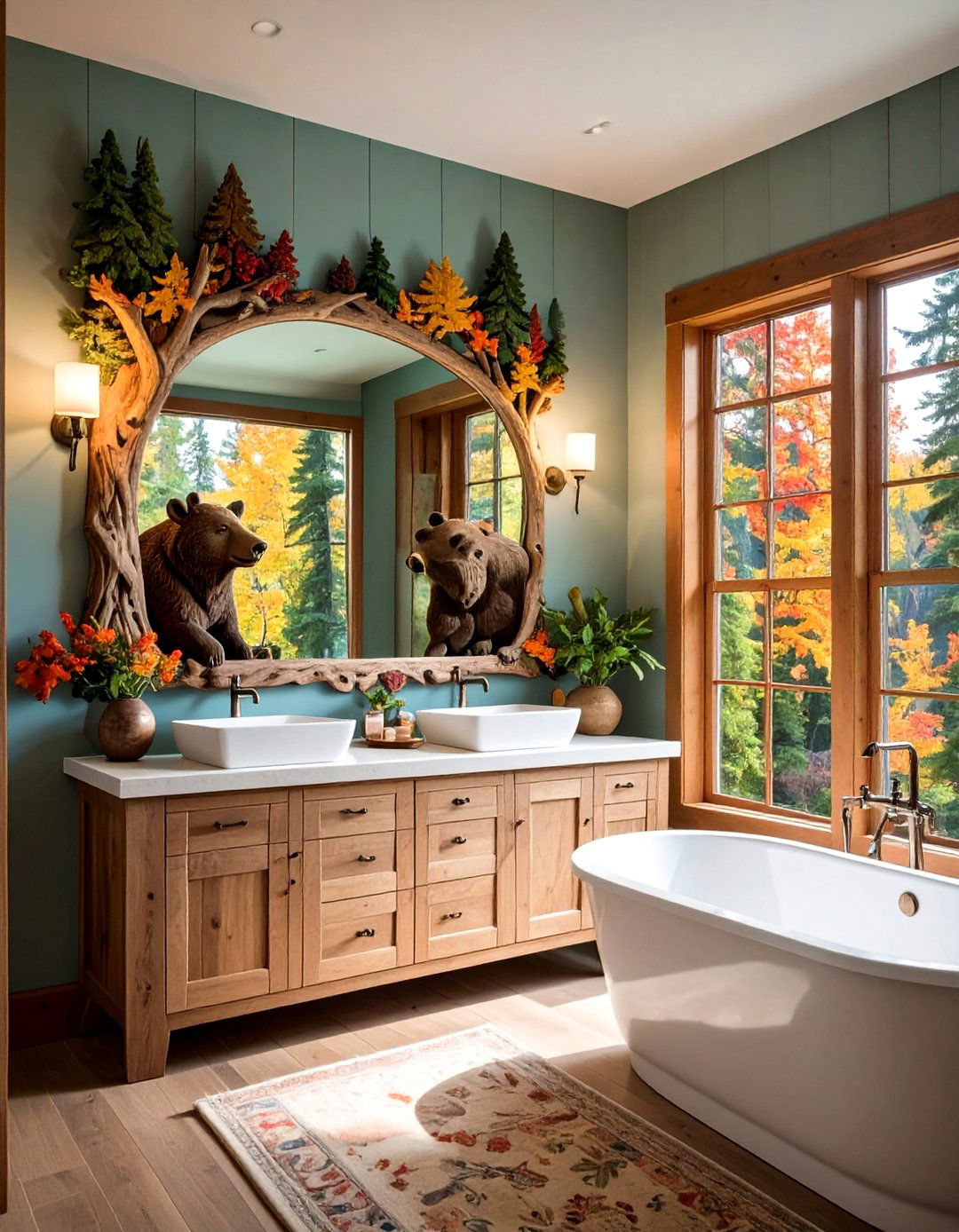 Lodge Wildlife Farmhouse Bathroom Mirrors - 20 Farmhouse Bathroom Mirrors Ideas