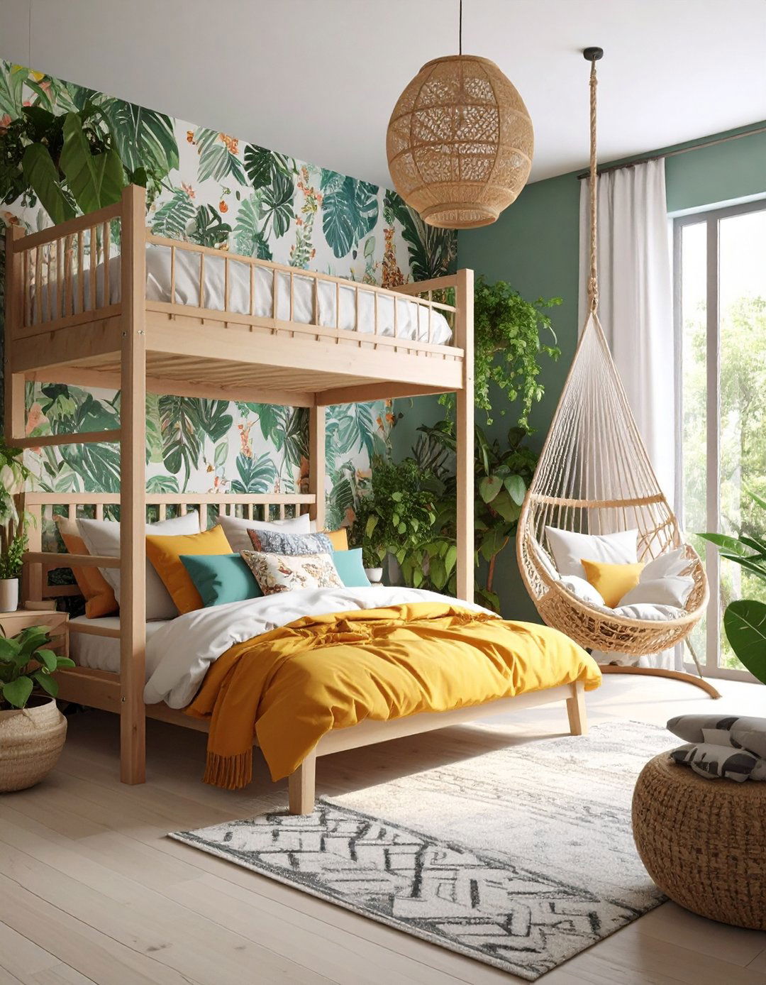 Loft Beds Maximize Floor Space in a Boho Bedroom - 20 Girls Boho Bedroom Ideas