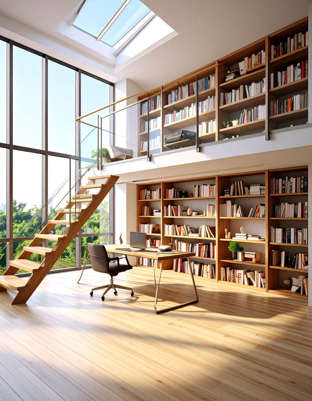 Loft Mezzanine Home Library - 20 Home Library Ideas