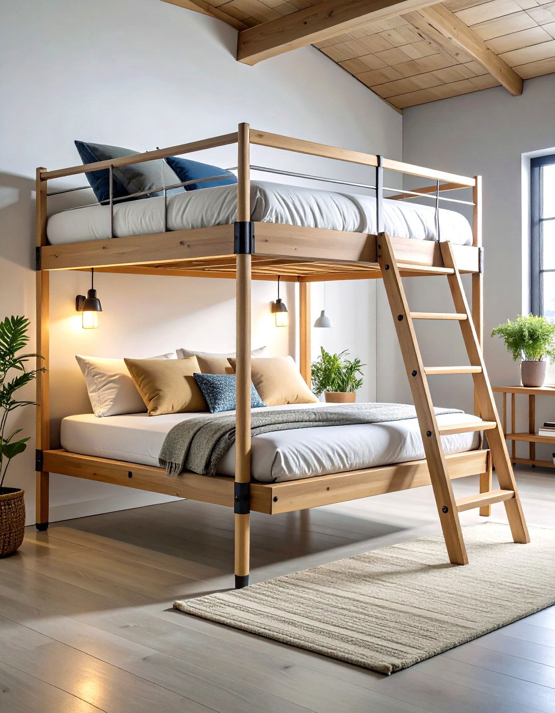 Lofted Futon to Maximize Studio Floor Space - 20 Futon Bedroom Ideas