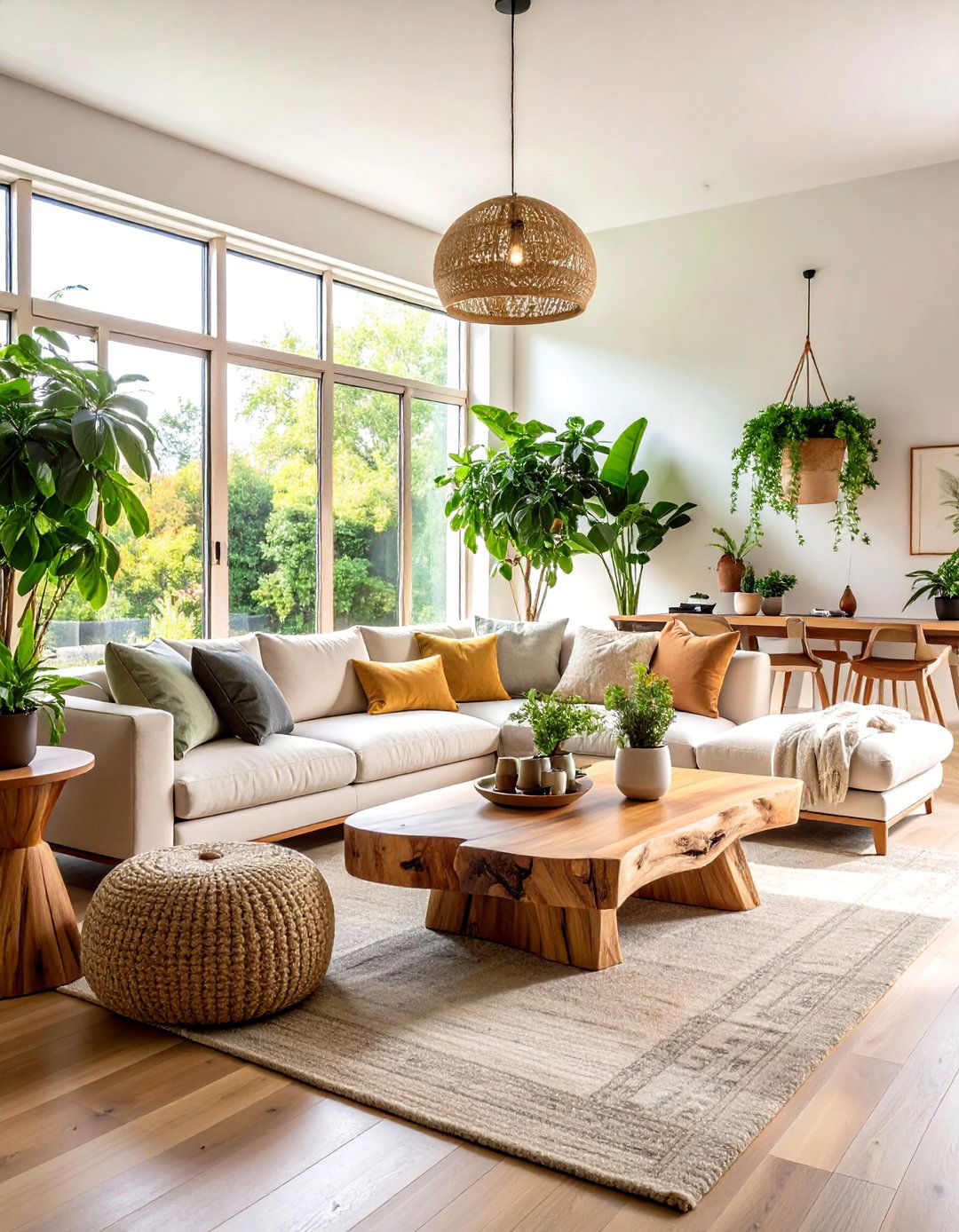 Long Living Room Biophilic Natural Retreat - 20 Long Living Room Ideas