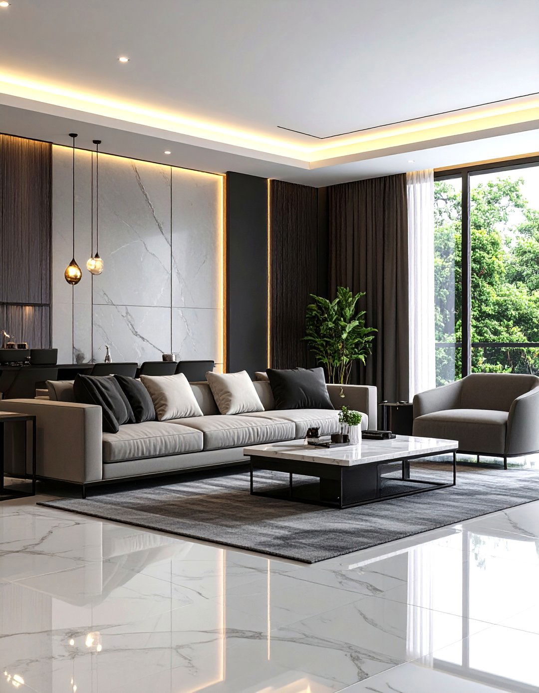 Long Living Room Formal Contemporary Sophistication - 20 Long Living Room Ideas