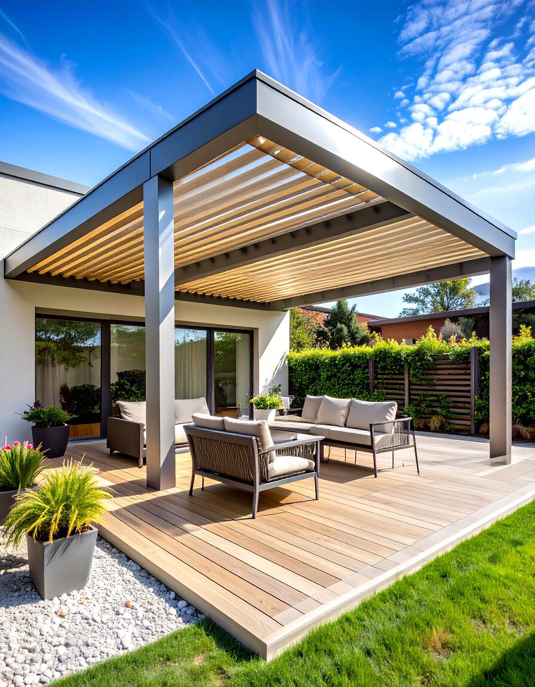 Louvered Covered Patio for Precise Light and Airflow Control - 20 Covered Patio Ideas