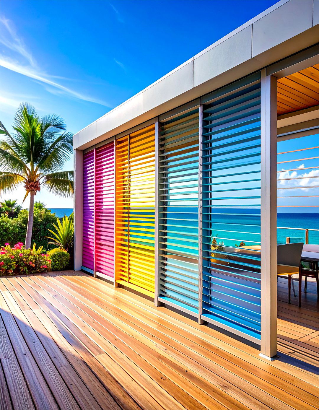 Louvered Metal Screens with Adjustable Control - 20 Deck With Privacy Wall