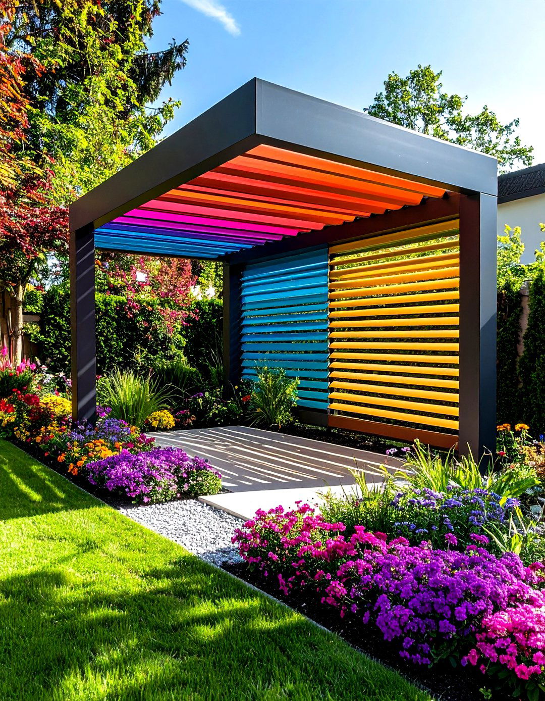 Louvered Pergola Garden Screening Control - 20 Garden Screening Ideas