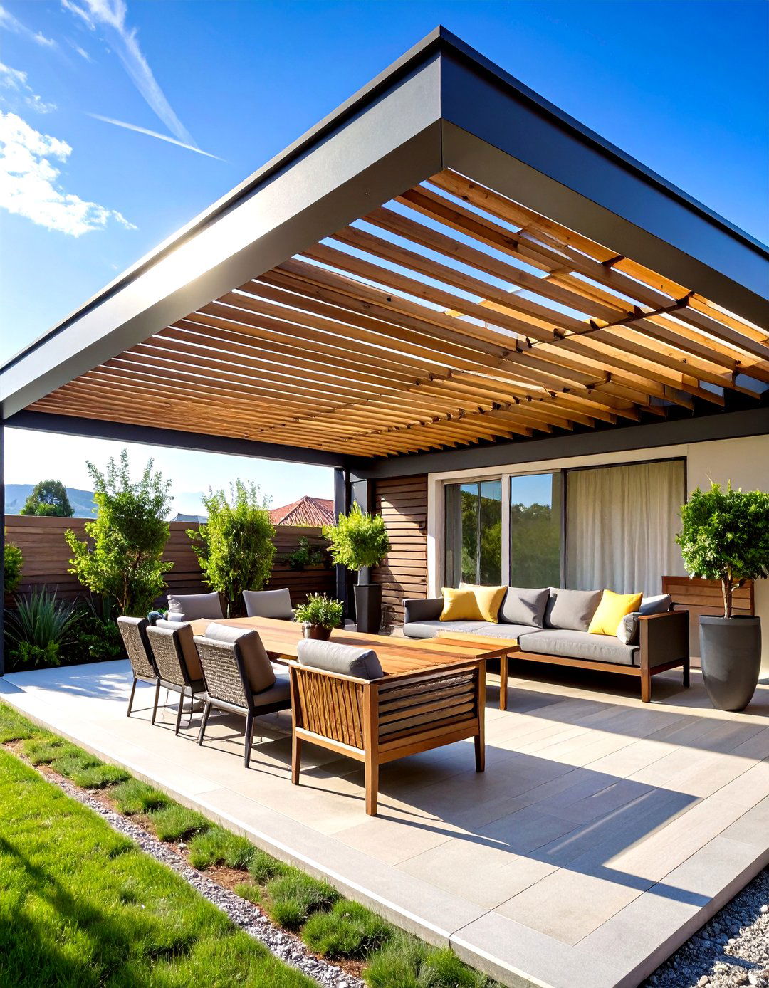 Louvered Roof Pergola - 20 Small Patio Pergola Ideas