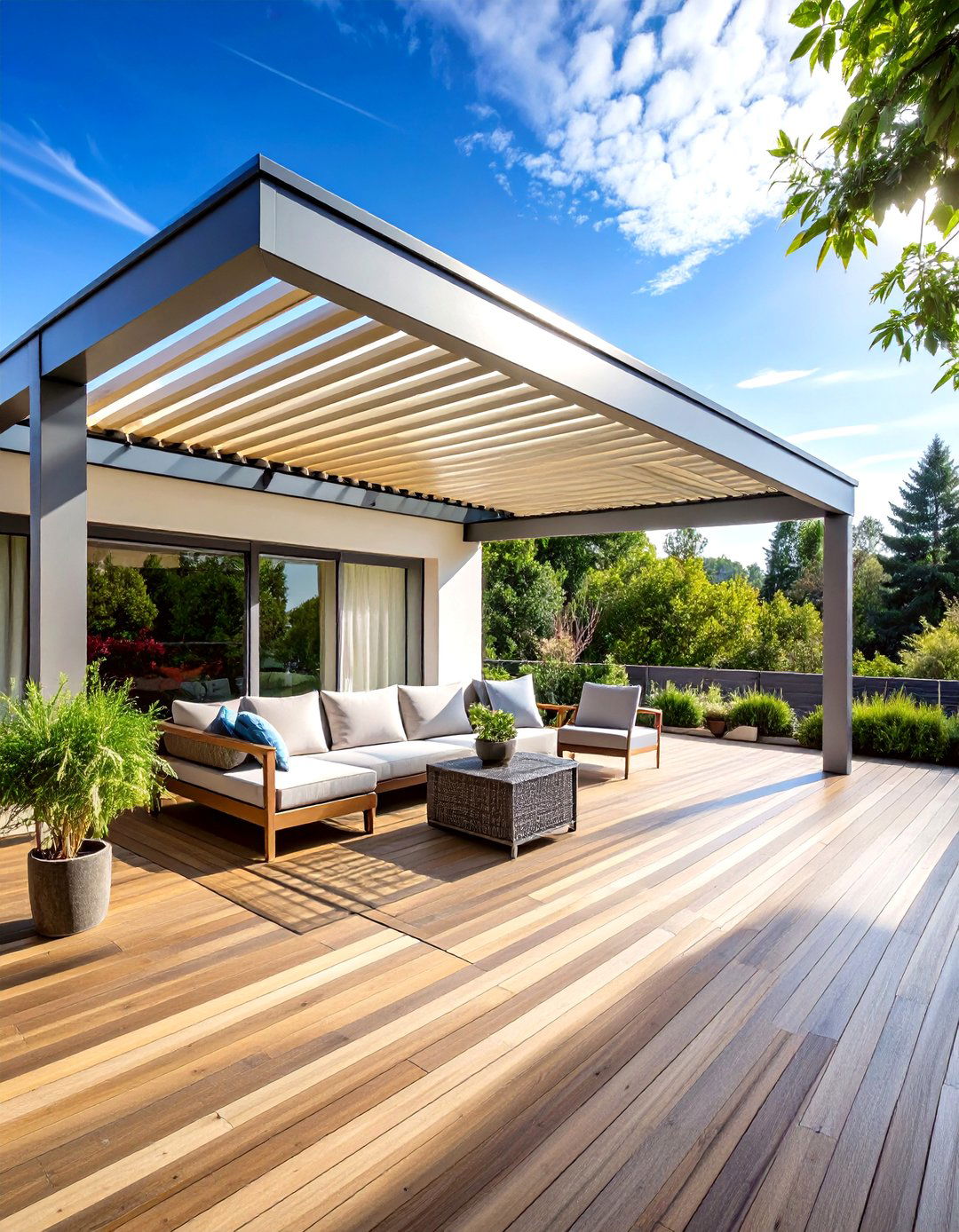 Louvered Roof System Deck Cover - 20 Covered Deck Ideas