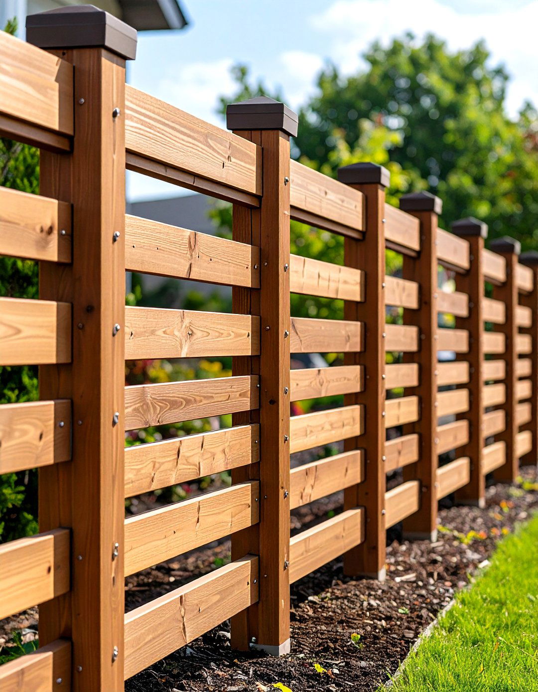 Louvered Slat Front Yard Fence - 20 Front Yard Fence Ideas