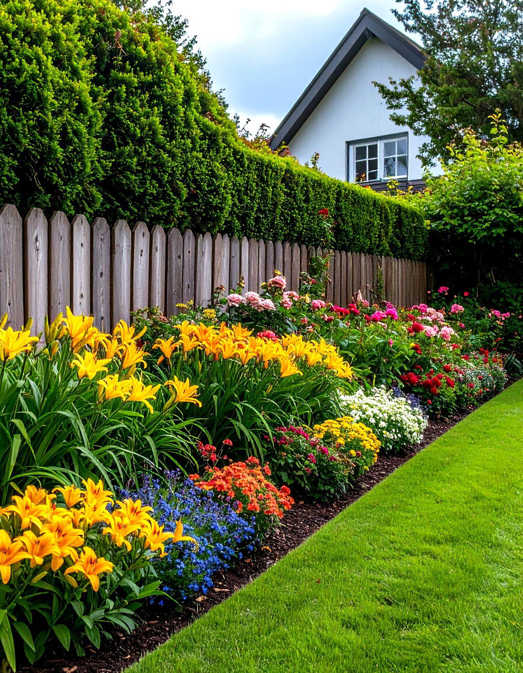 Low Boxwood Hedge Framing Flower Beds - 20 Front Yard Boxwood Designs
