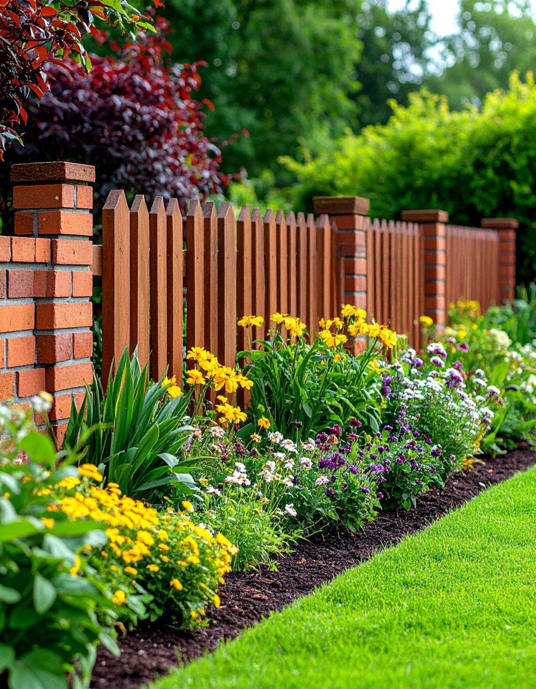 Low Garden Brick Fence for Landscape Definition - 20 Brick Fence Ideas
