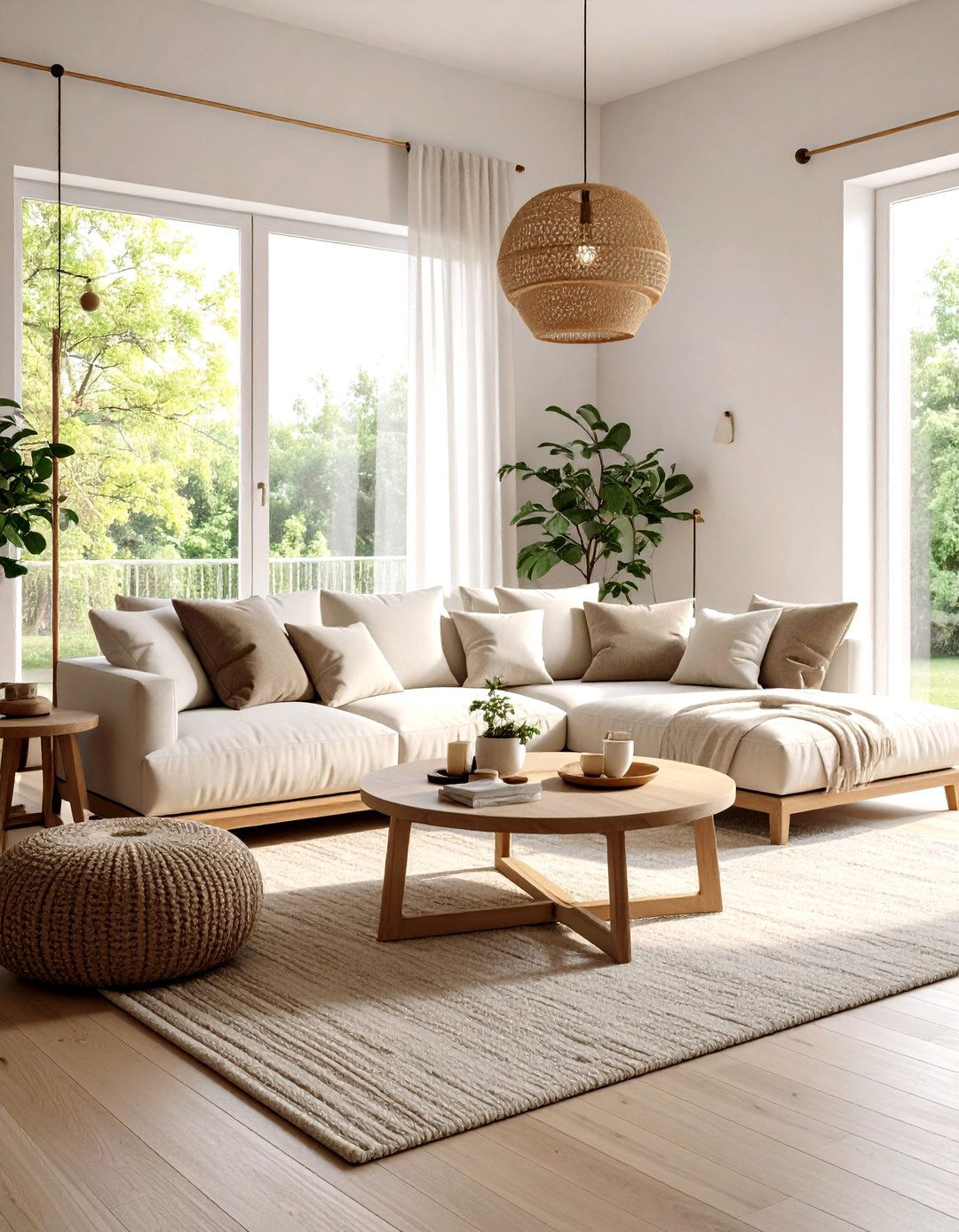 Low Intimate Seating Shapes a Living Room Conversation Pit - 20 Cozy Living Room Ideas