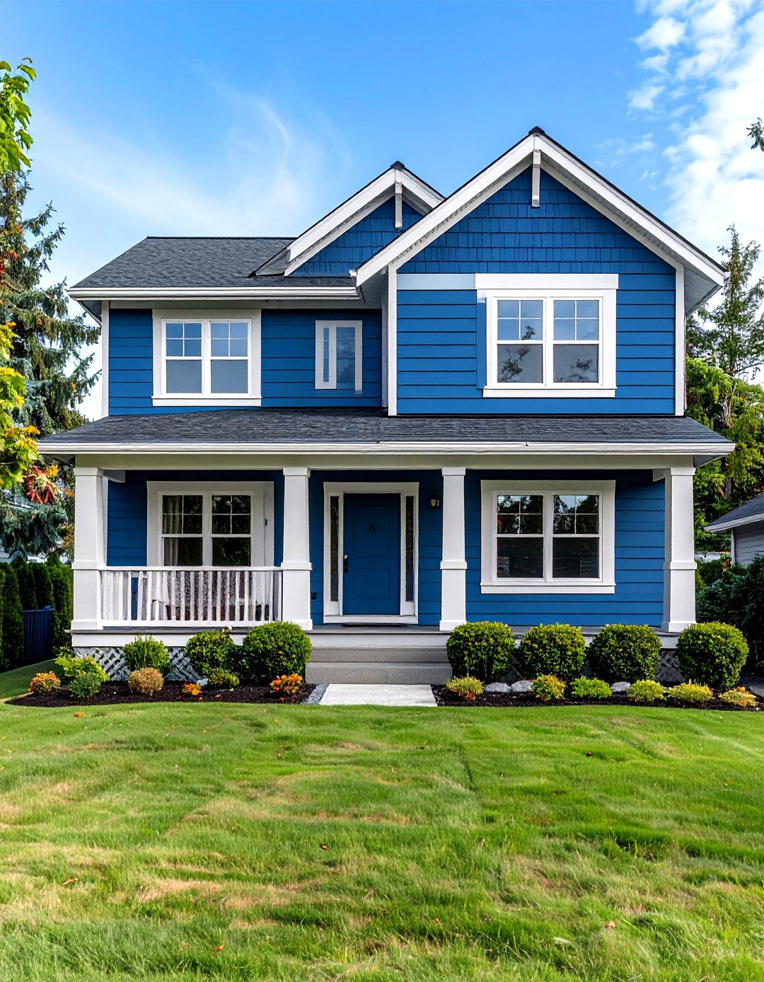 Low Maintenance Benefits - 20 Blue House Siding With White Trim